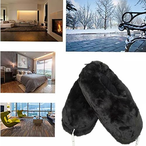 Zapatos calentadores de pies de felpa con almohadilla térmica USB para invierno 6