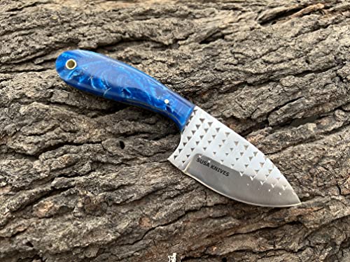 Image of 7 Inch Handmade Farrier Rasp Bull Cutter Knife - Custom Horse File Steel Cowboy Skinner with Premium Leather Pancake Sheath - Heavy Duty Hunting & Ranch Tool