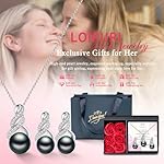 Pearl Necklace and Earring Set for Women - 925 Sterling Silver Pearl Jewelry Set Rhodium/Gold Plated Anniversary Birthday Gifts for Her Packaged in Preserved Rose Box - Image 2