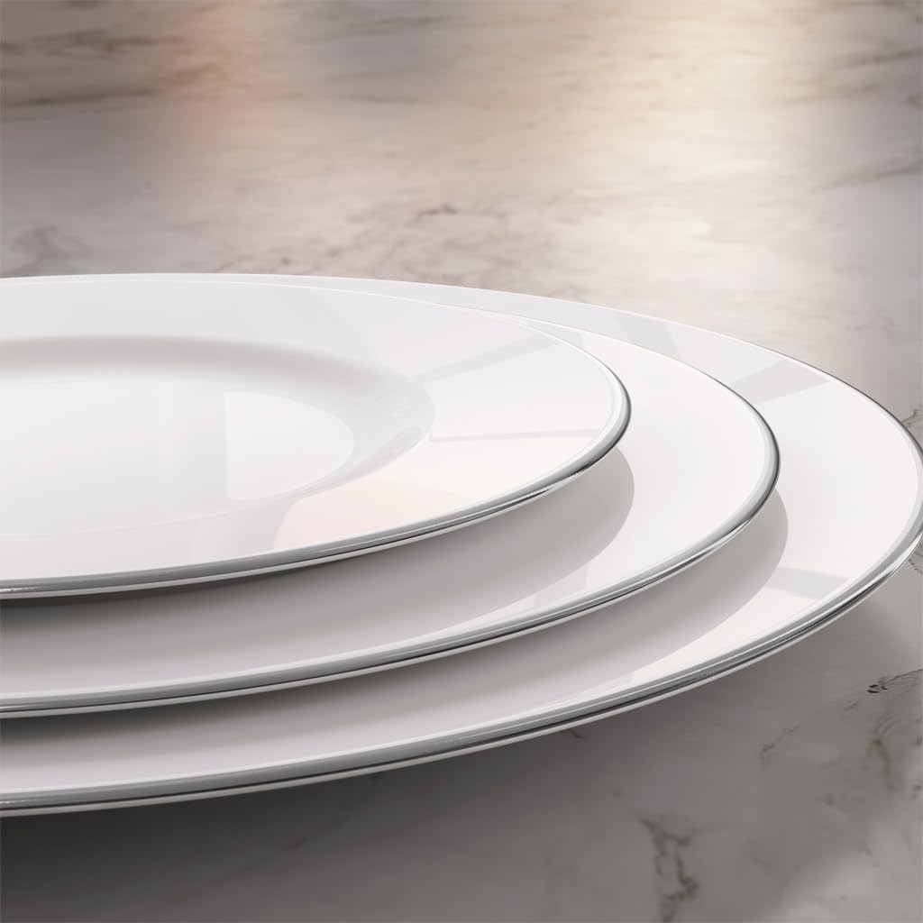 Villeroy & Boch Anmut Platinum No1 Piatto Dessert, 22 cm, Porcellana Bone China, Multicolore, 22.5x22.6x7.6000000000000005 cm