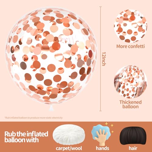 Image of Rose Gold Confetti Balloons, 25 Pcs Thickened 12 Inch Clear Latex Balloon with Confetti Inside for Graduation Decorations Engagement Bridal Shower Party Baby Shower Birthday Party Decoration Supplies