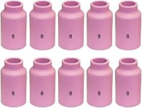 Vista 1 de WeldingCity Paquete de 10 vasos de cerámica con lente de gas de alúmina 54N14 (#8, 1/2") para soplete de soldadura TIG Serie 17, 18 y 26