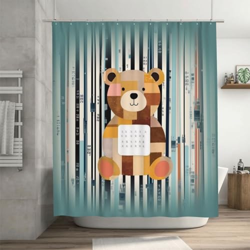 Rideau de douche 183x183 avec imprimé ours décoration salle de bain