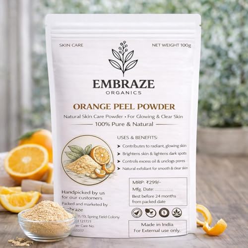 Image of Natural Orange Peel Powder for Face Pack | Brightens Skin, Reduces Dark Spots & Controls Oil | 100% Pure & Chemical-Free Herbal Powder (100g)