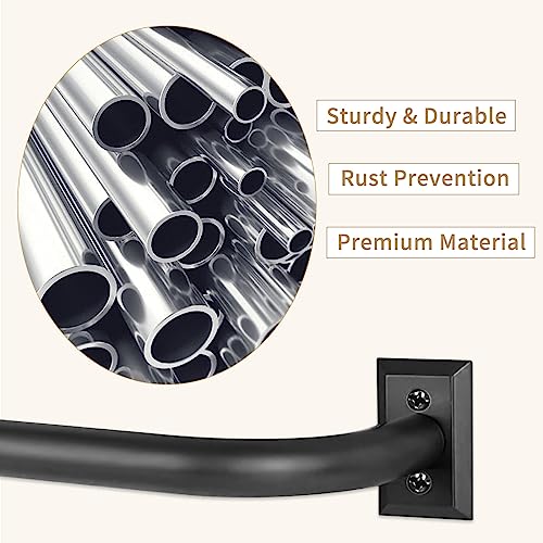 Zyrw Black Curtain Rod, Room Darkening Curtain Rods For Windows 28 To 48 Inches(2.3-4Ft), Wrap Around Curtain Rods, Adjustable Heavy Duty Blackout Drapery Rods, Modern Design Decorative Window Treatment Rod, Matte Black #TOP3