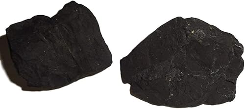 Miniatura 5 de Shungite de Rusia - Piedra preciosa natural curativa de cristal crudo y curativo coleccionable, 2 piezas