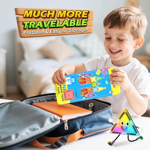 Image of Mini Magnetic Tiles Travel Set STEM Educational Toys for Boys & Girls 3-8