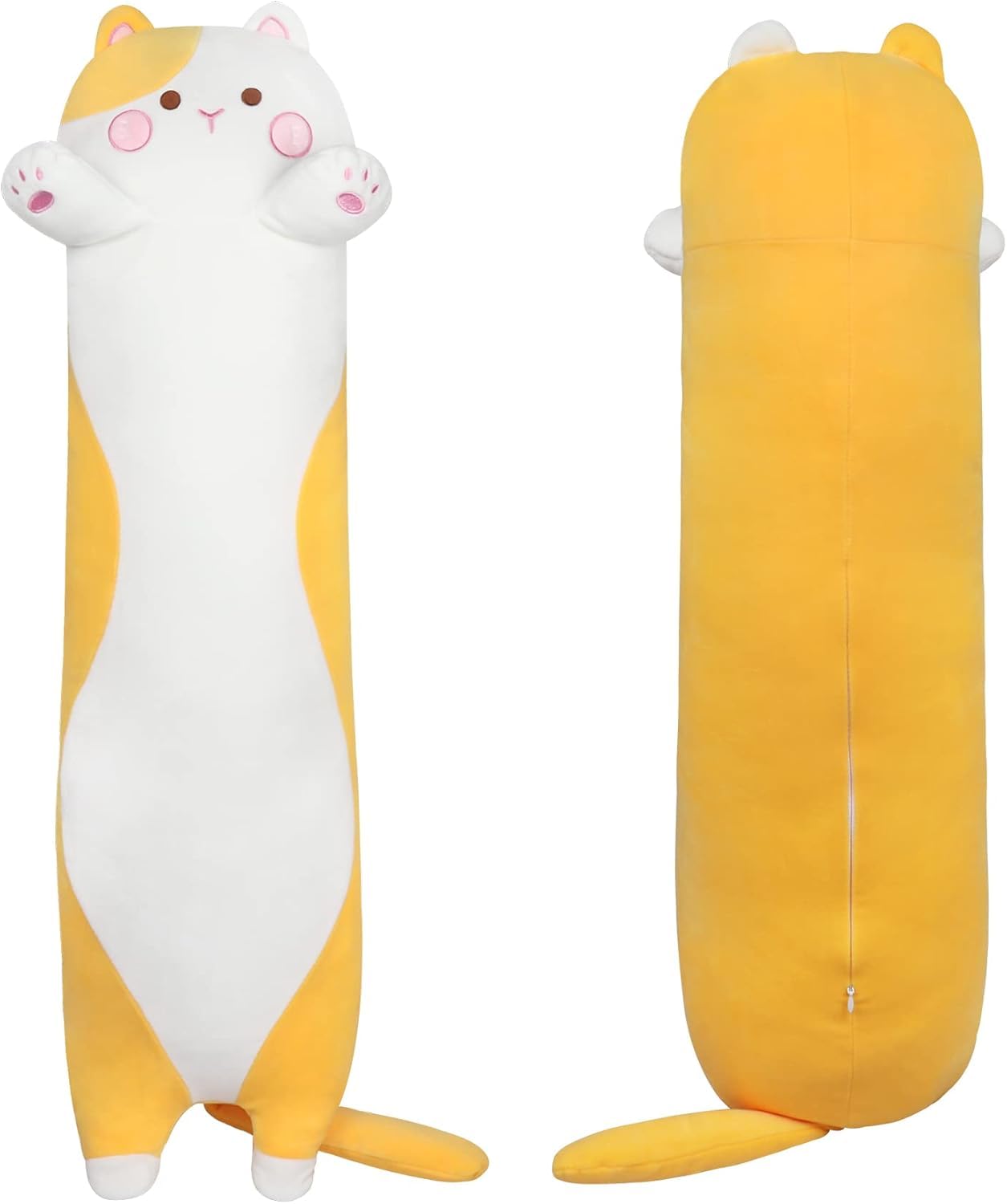 EasySpeed Giant Plush Cat Pillow, 90 cm, Long Animal Cushion, Plush for Sleeping and Hugging, Gift for Children, Girls, Girlfriends, Yellow