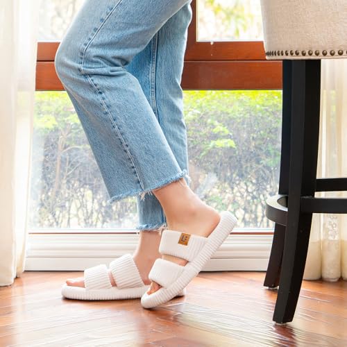 LongBay Slippers for Women Memory Foam Open Toe Slip On Bedroom Comfy House Shoes with Dual-Strap2