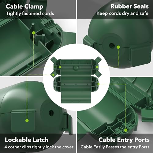 BN-LINK 1 Pack Outdoor Extension Cord Safety Cover, Green - Image 4