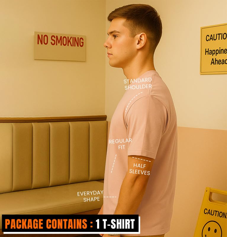 Image of Sleepynuts Men's Regular Fit Round Neck Half Sleeves Solid Casual Wear T-Shirt