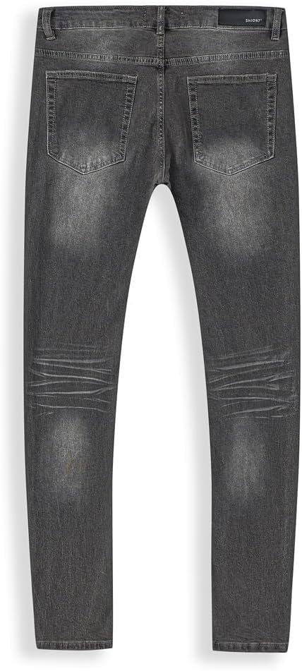 Men's Embellished Jeans, Skinny Fit Stretch Denim Pants, Stylish Streetwear Trousers - Image 2