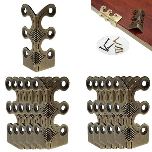 Image of Skirting Board Corner Protectors Solid Brass Baseboard Corner Protectors, Vintage Metal Corner Protector Table Corner Perimeter Cover Safety Bracket with Screws (Bronze*10Pcs)