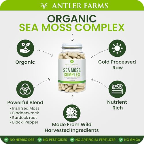 Antler Farms Sea Moss Complex Capsules with Bladderwrack & Burdock Root (130 ct) — view 4