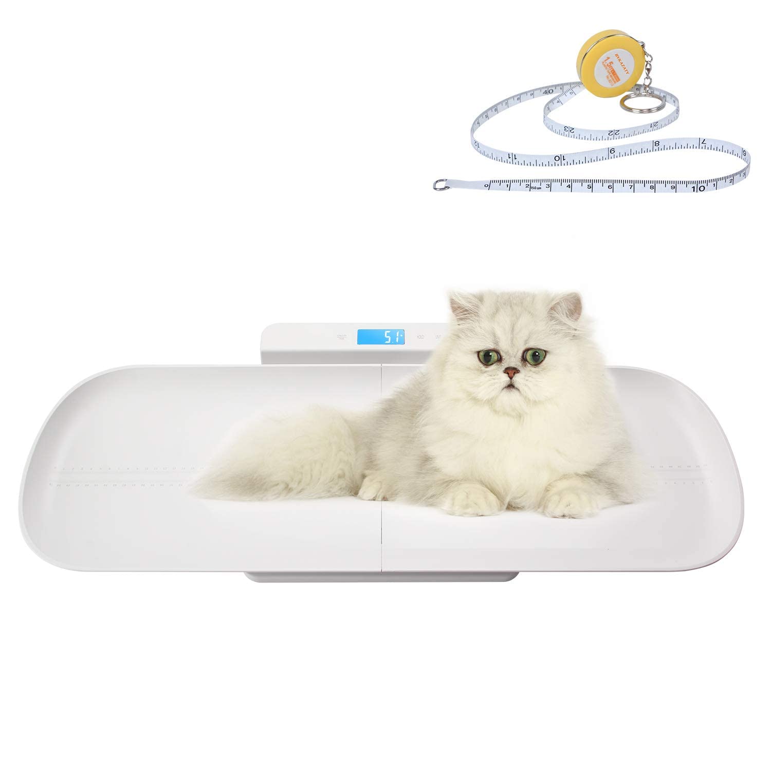 MEKBOK Pet Scale with Tape Measure, Multi-Function Baby Scale, Infant Scale Digital Weight with Height Tray(Max: 70cm), Measure Weight Accurately(Max: 220lb), Perfect for Toddler/Puppy /Cat/Dog/Adult