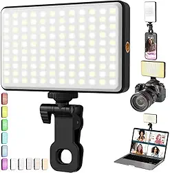 Luz de Preenchimento Iluminação Selfie LED RGB com Clipe Ajustável para Celular e Notebook Fotografia e Vídeos TikTok Ring Light Profissional Fotografia Flash Iluminação Preenchimento de Vídeo e Foto