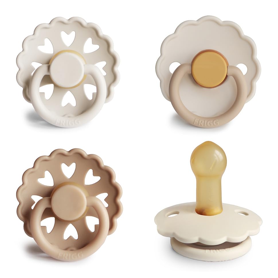 Image of FRIGG Natural Rubber Baby Pacifier 4-Pack Snowflake Dream | Made in Denmark | BPA-Free (6-18 Months)