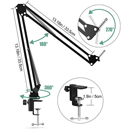 USB Microfoon Kit Condensator PC Cardioid Mic 192KHZ/24Bit,Sucastle Professionele Studio Podcast Microfoon Plug en Play met Verstelbare Microfoon Stand Suspension Schaar Boom Arm Shock - Image 7
