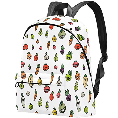 Preisvergleich Produktbild Nettes Karotten-Auberginen-buntes Gemüse Bag Teens Student Bookbag Leichte Umhängetaschen Reiserucksack Tägliche Rucksäcke