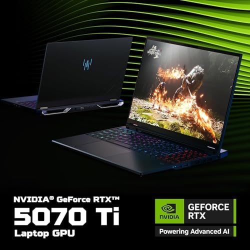 Image of acer Predator Helios Neo 16S AI Gaming Laptop, NVIDIA RTX 5070Ti, 16 inch 2.5K WQXGA 240Hz 2ms OLED Display, Intel Ultra 9 275HX, RGB Backlit Keyboard, Windows 11 Pro, Accessories (64GB DDR5, 1TB SSD)