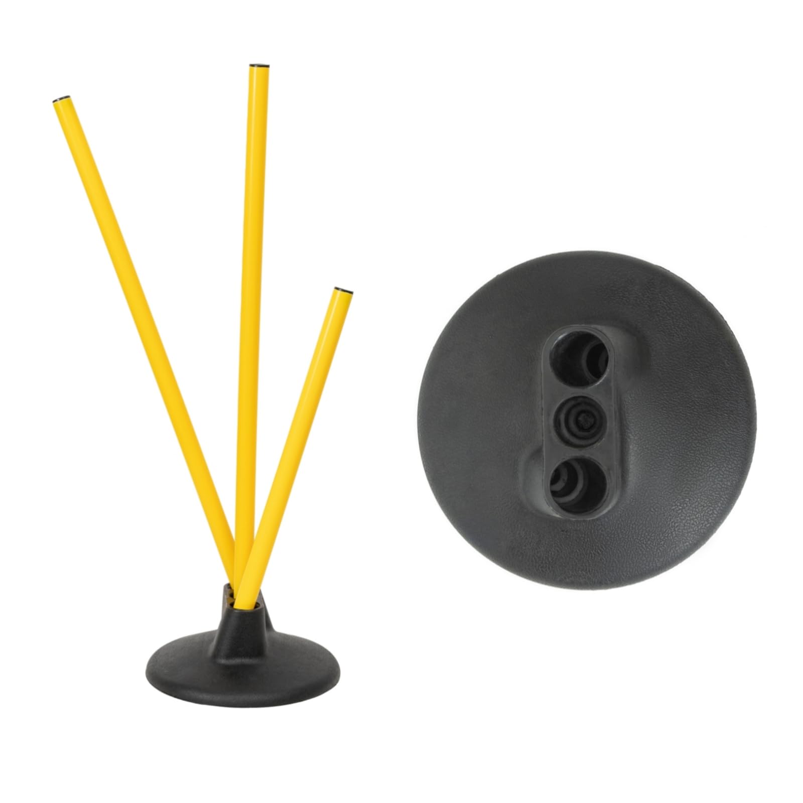 Odoorgames2 Pack Agility Training Poles 3-Hole Base,Agility Pole Accessory,Soccer Pole for Soccer Agility Training (Base Only)