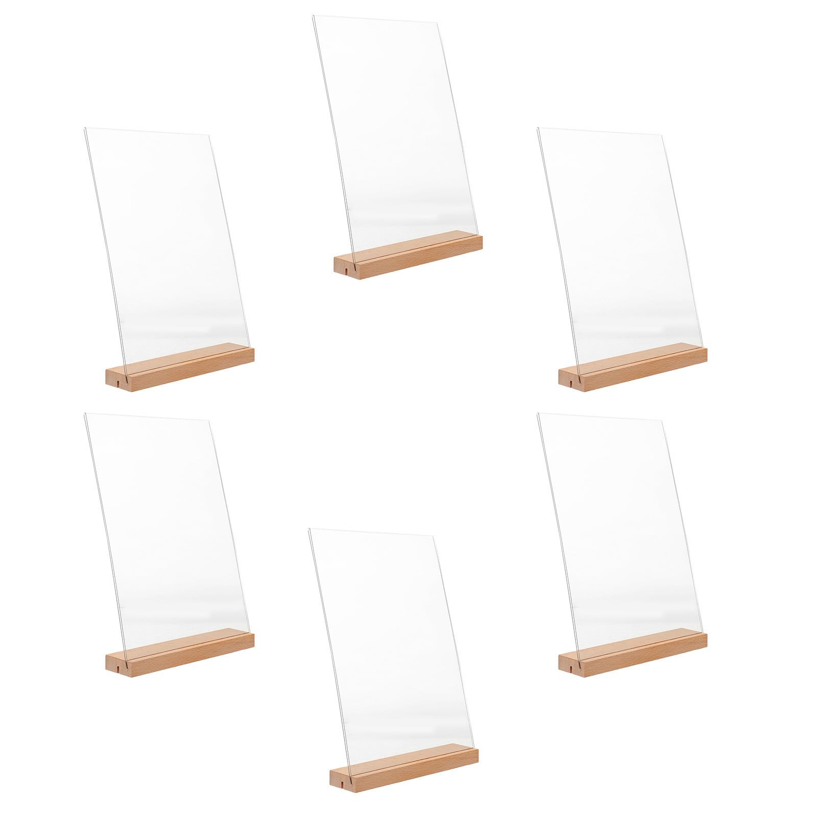 6 Piezas Marco de Menú de Acrílico Transparente Base de Madera