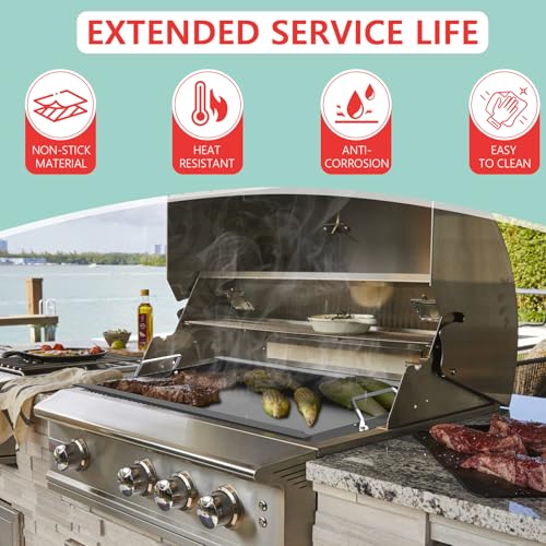 Image of Full Size Griddle Insert for Blaze 4 /5 Burner BLZ-4LTE BLZ-5 Grill Parts | For summerset sizzler 32 inch& 40'' RCS RJC32A, AOG grill part, no coating griddle with gloves, even heating, 29''L x 17.9''W
