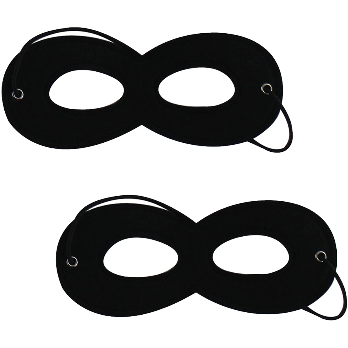 Evenci 2 Pcs Black Superhero Masks Felt Eye Mask Halloween Costume Mask with Adjustable Elastic Ropes