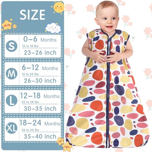Image of BSTOPPT 3 Pack Baby Sleep Sack 100% Rayon Cotton Baby Sleeping Bag 2-Way Zipper Toddler Wearable Blankets TOG 0.3. (Leopard&Cobble&Green, 6-12 Months)