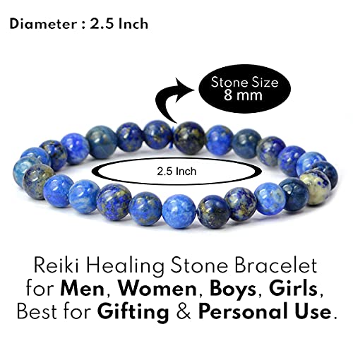 Image of Reiki Crystal Products Certified Natural Crystal Stone 8 mm Round Beads Bracelet for Men & Women | Reiki Charged Gemstone Bracelet | Multiple Stone Variants Available