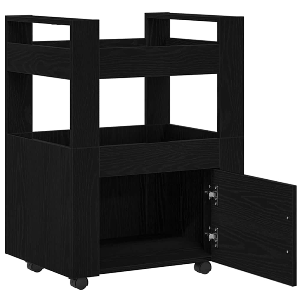 vidaXL Carro de Cocina Roble Negro 60 x 45 x 80 cm | Hecho de madera de ingeniería resistente que va a durar, Se ve elegante y encaja bien en cualquier cocina,