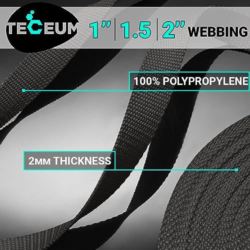 Image of TECEUM 3 /4 inch & 5 /8 inch & 1 inch & 1.5 inch & 2 inch Webbing - 10 25 50 Yards - 40+ Colors - Heavy Duty 1 Inch 1.5 Inch 2 Inch Backpack Straps - Webbing for Outdoors Indoors Crafting DIY