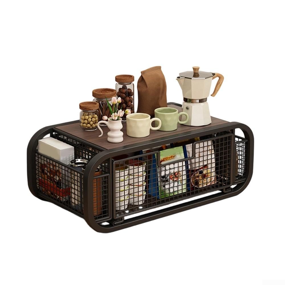 Scatola portaoggetti da cucina in stile cassetto, con ferro e legno