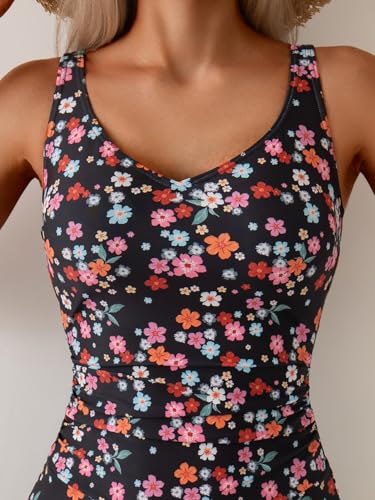 Image of Aidonger One Piece Swim Dress Swimsuits for Women Tummy Control Swimdress Skirt Bathing Suit