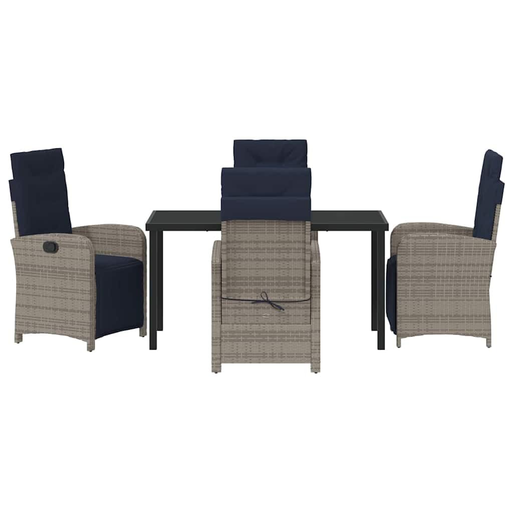 Set di mobili da giardino da 5 pezzi con cuscini, in polyrattan, resistente alle intemperie, per terrazza, balcone, esterno, con tavolo e sedie per grigliate rilassanti e relax in estate