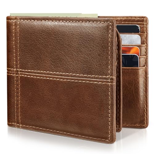 Image of Artpaxy Mens Wallet Bifold Genuine Leather RFID Blocking Wallet for Men with 2 ID Windows 12 Card Holders 2 cash pockets 1 Gift Box