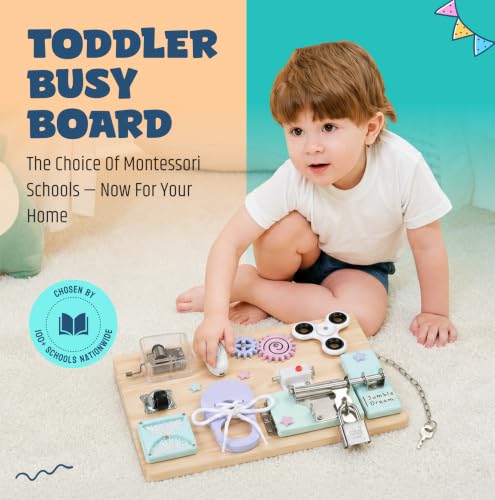 Image of Jumble Dream Montessori Busy Board, Sensory Toddler Toy 3+, Pastel Party