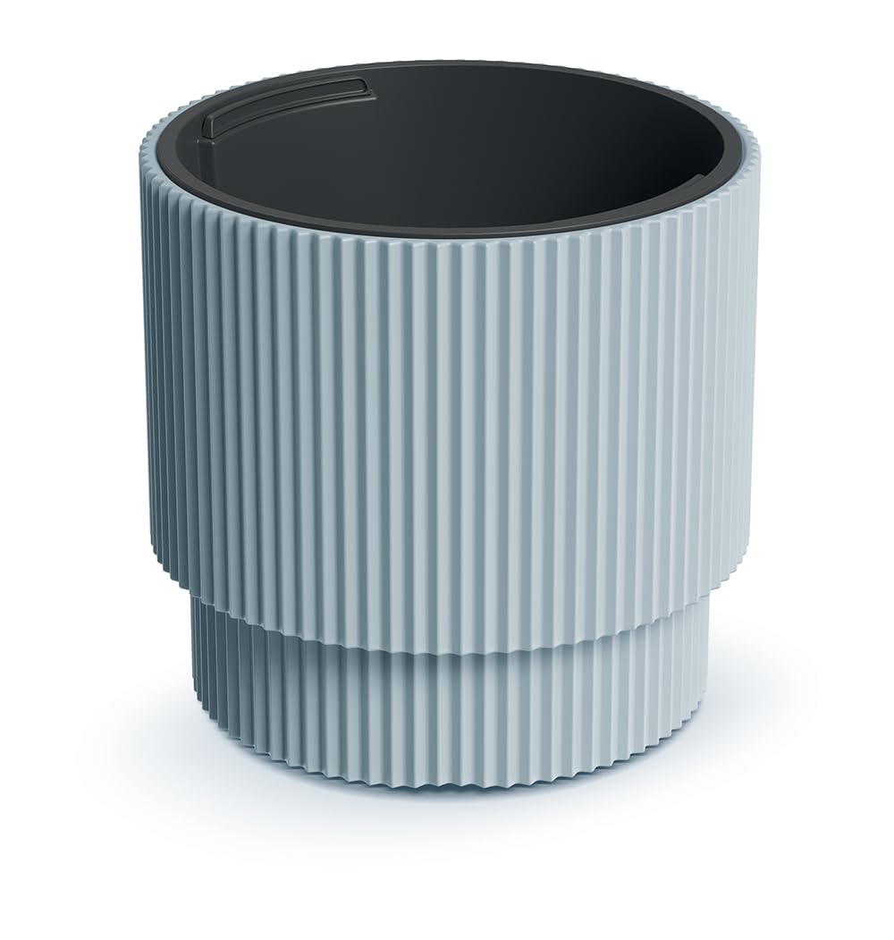 Tymar Pot de Fleurs avec Insert, Pot de Fleurs en Plastique, jardinière, Grand Pot de Plantes (DBMIN Grau,ø 40 cm)