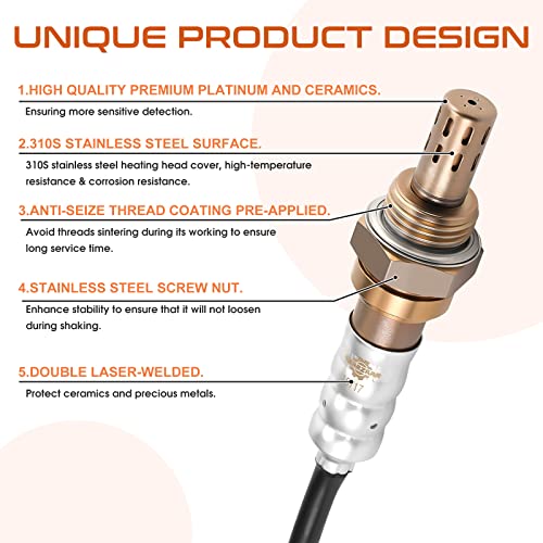 Gearzaar 15717 Oxygen Sensor O2 Sensor Upstream Downstream Compatiable With Ford F150 F250 F350 Ranger Escape Explorer Mustang Foucs Expedition Mazda Lincoln Jaguar Mercury 15716 15718 4 Pack #TOP2