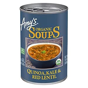 Amy's Soup, Vegan Quinoa, Kale and Red Lentil Soup, Gluten Free, Made With Organic Vegetables and Lentils, Canned Soup, 14.4 Oz