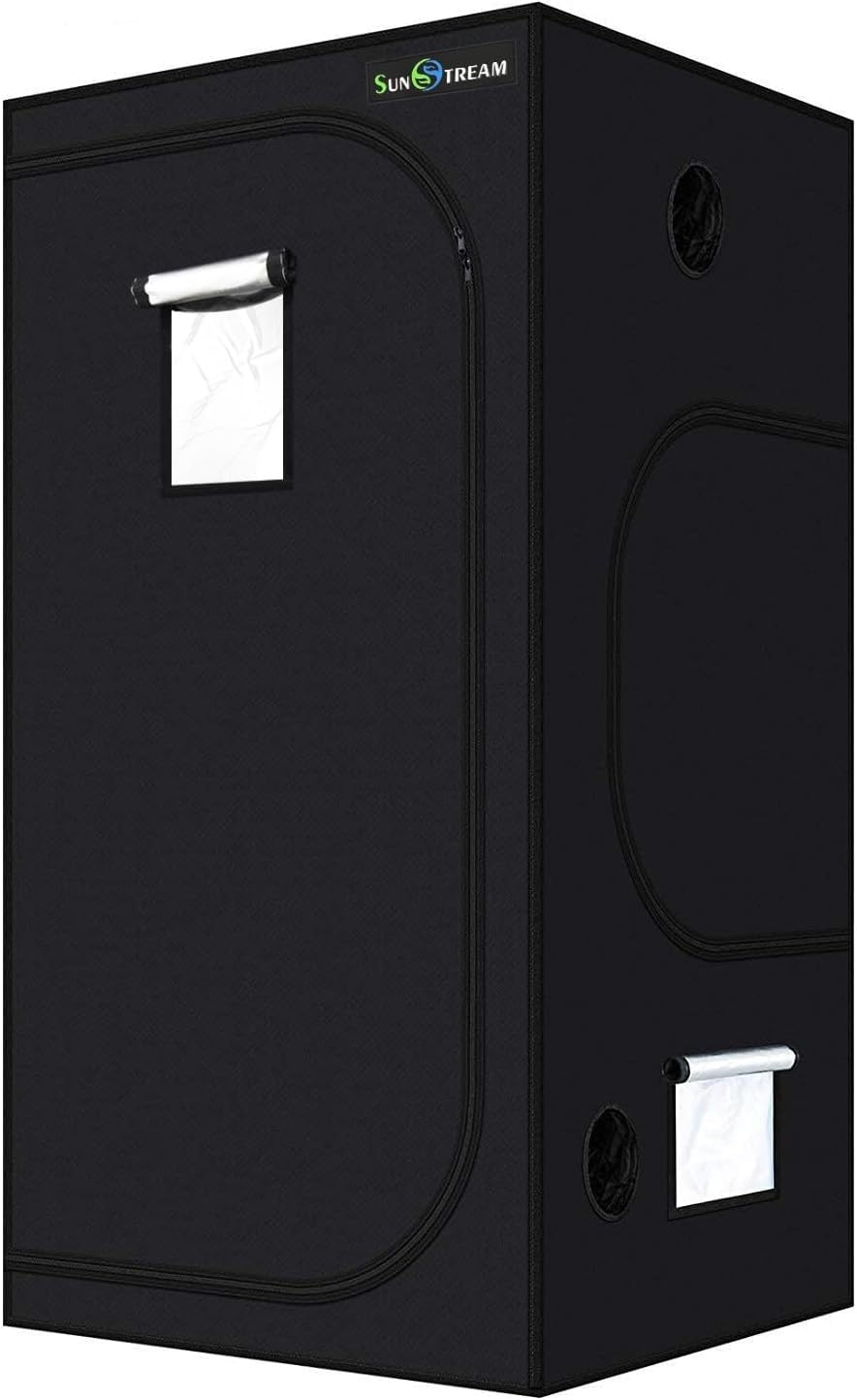 SunStream Tente de culture 80 x 80 x 160 cm pour culture hydroponique, tente de culture 600D avec mylar 98 % de réflectivité élevée pour l'intérieur serre tomates
