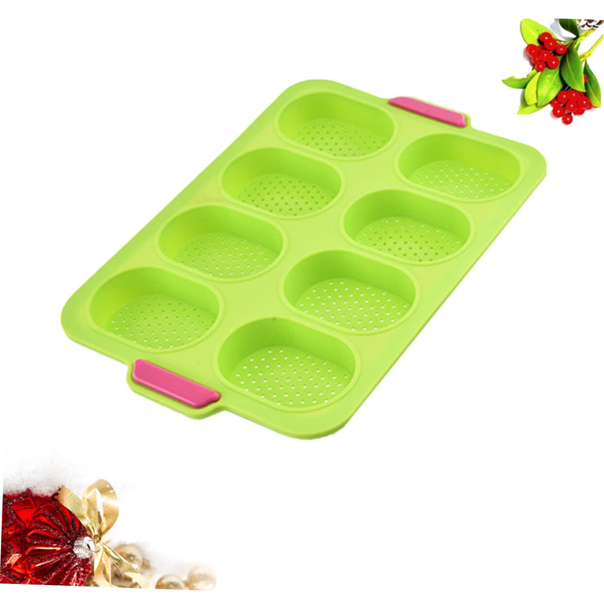 8 rollos de moldes de goma de silicona for hornear pan, herramientas de decoración, bandeja for pan, magdalenas, gelatina verde, brownie