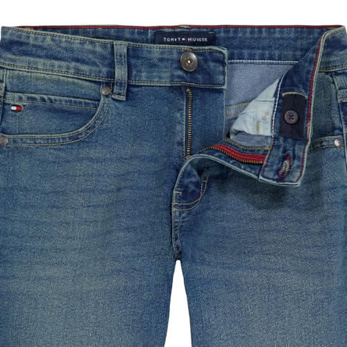 Image of Tommy Hilfiger Boys' 5-Pocket Stretch Slim Straight Leg Denim Jean, Zipper Fly & Button Closure