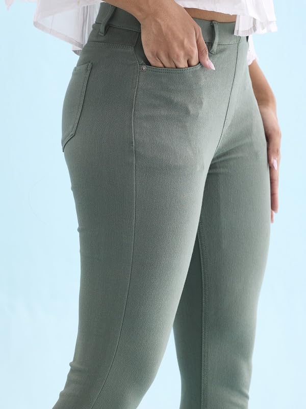 Image of GO COLORS Soft Cotton Blend Printed Jeggings Ankle Length for Women| Breathable, Mid Rise