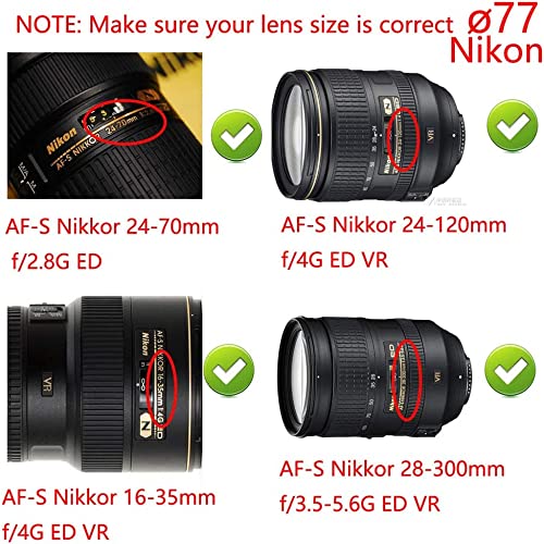 Image of MOSTOS - 77mm Camera UV Filter for Nikon AFS NIKKOR 24-120mm f /4G, AFS 28mm f /1.4E ED f /1.4, AFS 85mm f /1.4G for Nikon D850 D810 D800 D750 D700 D600 D610