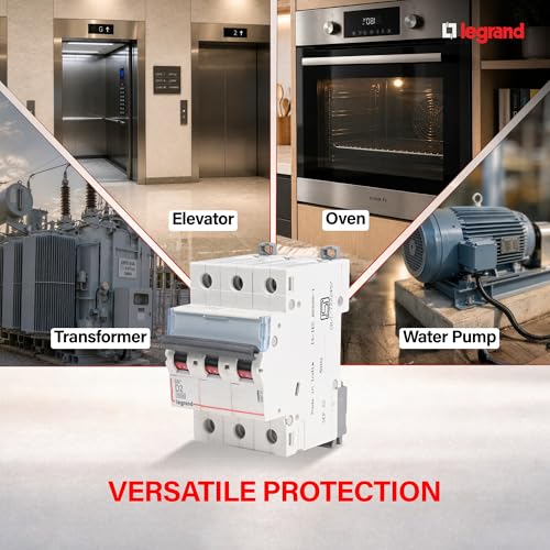 Image of Legrand DX 2A Triple Pole MCB D Curve 10kA | 3-Phase High Inrush Miniature Circuit Breaker | ISI Marked IS /IEC 60898-1 | Short Circuit Protection for Residence, Shop, Office, Industry Use