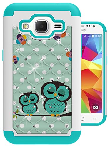Prevail LTE Case, Core Prime Case, MagicSky [Shock Absorption] Studded Rhinestone Bling Hybrid Dual Layer Armor Defender Protective Case Cover for Samsung Galaxy Core Prime/Prevail LTE 4G (Owls)