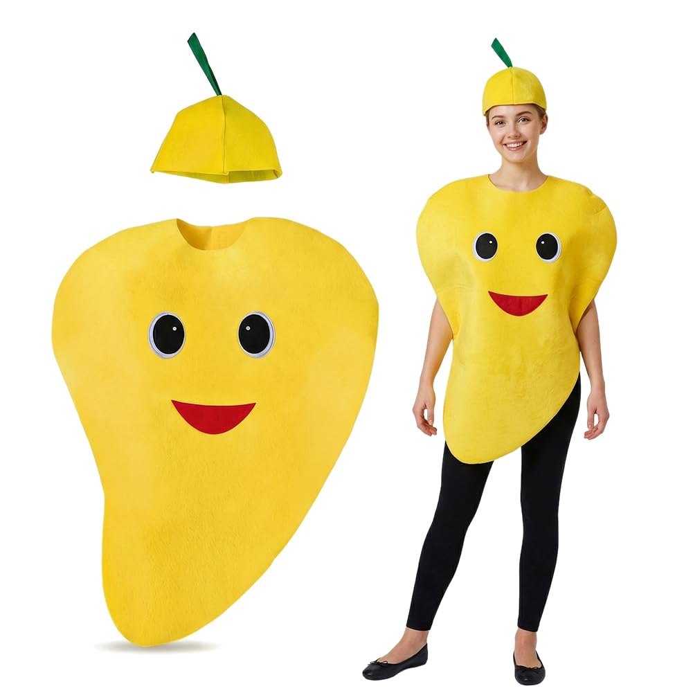JynxtoyZeal Adult Fruit Costume Outfit, Unisex Adult Fruit Costume Bundle,Fun Fruit Fancy Dress with Leaf Headpiece,Fruit Cosplay Costume for Masquerade