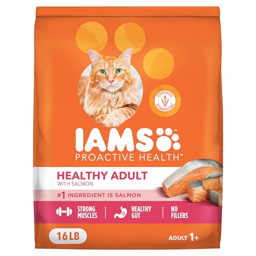IAMS Proactive Health Dry Cat Food Healthy Cat Food Dry Recipe for Adults Salmon 16 lb. Bag