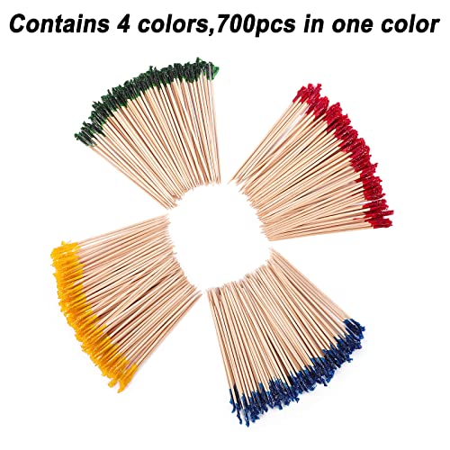 4 Inch Wood Frill Picks Toothpicks,2800 Pcs Club Frill Toothpicks,Sandwiches Picks,Cocktail Party Toothpicks for Fruit,Appetizers,Club Sandwiches,Parties